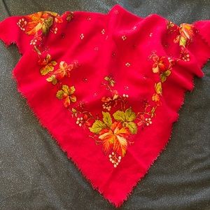 Red Floral Accent Scarf